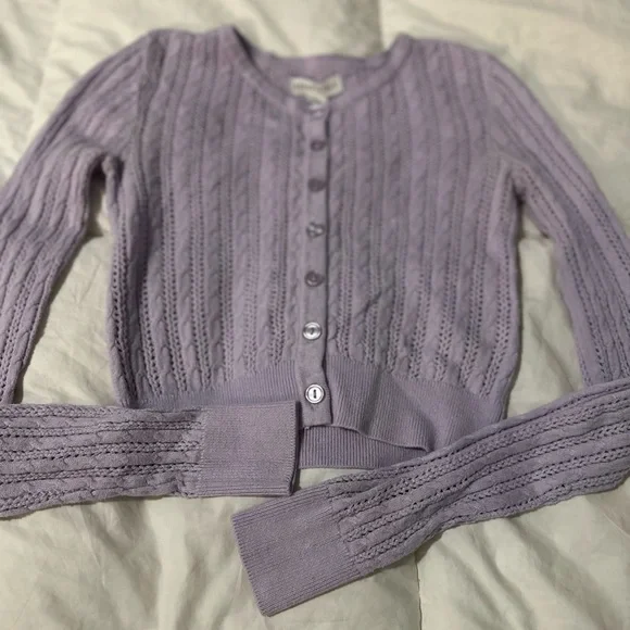 Aeropostale Lavender Cable Knit Cardigan Sweater - Picture 4 of 4